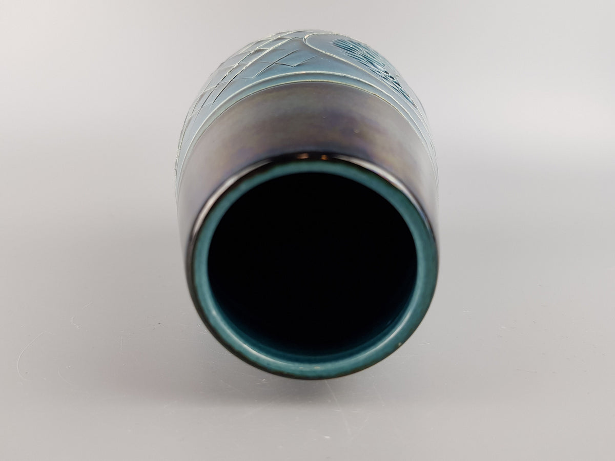 Vintage UBELACKER (U-KERAMIK) Blue Vase 455 20 West German Pottery 1960s