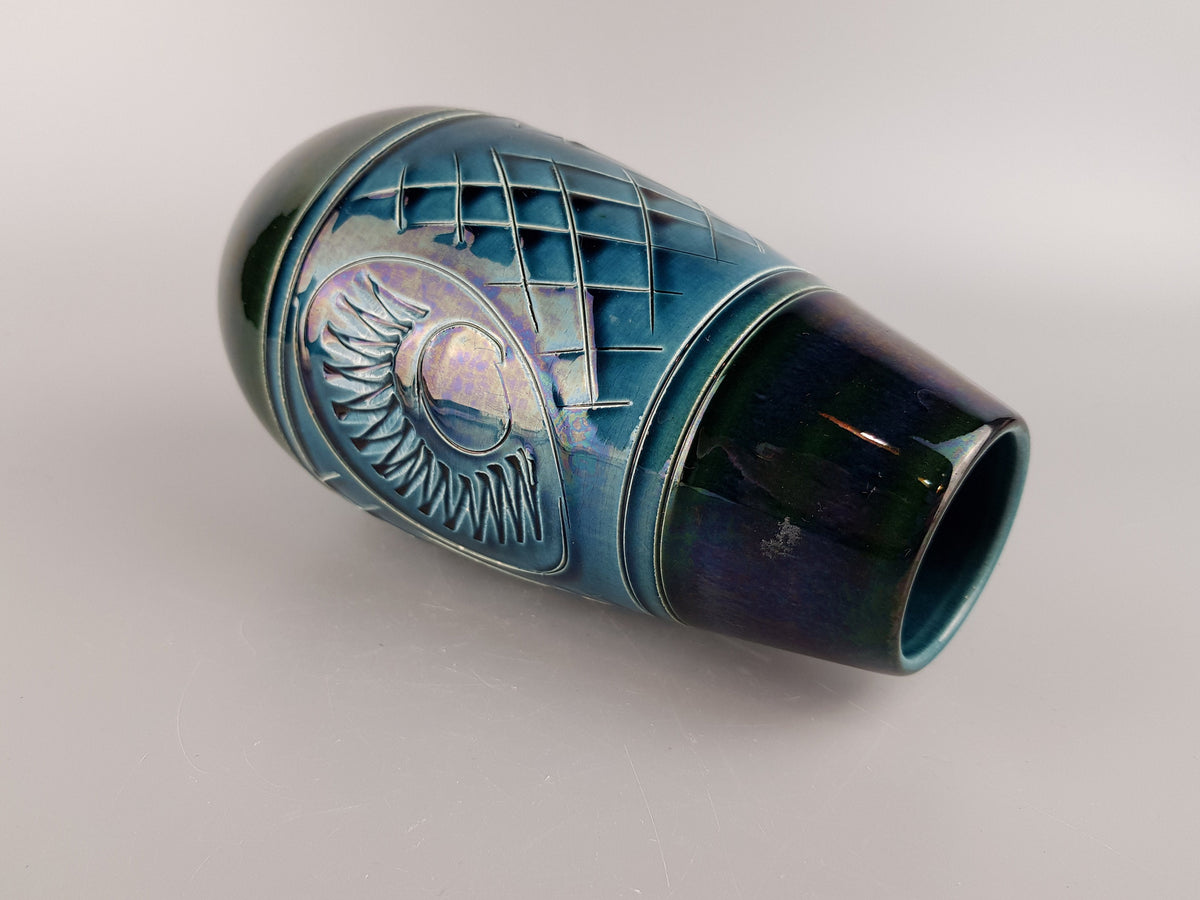 Vintage UBELACKER (U-KERAMIK) Blue Vase 455 20 West German Pottery 1960s
