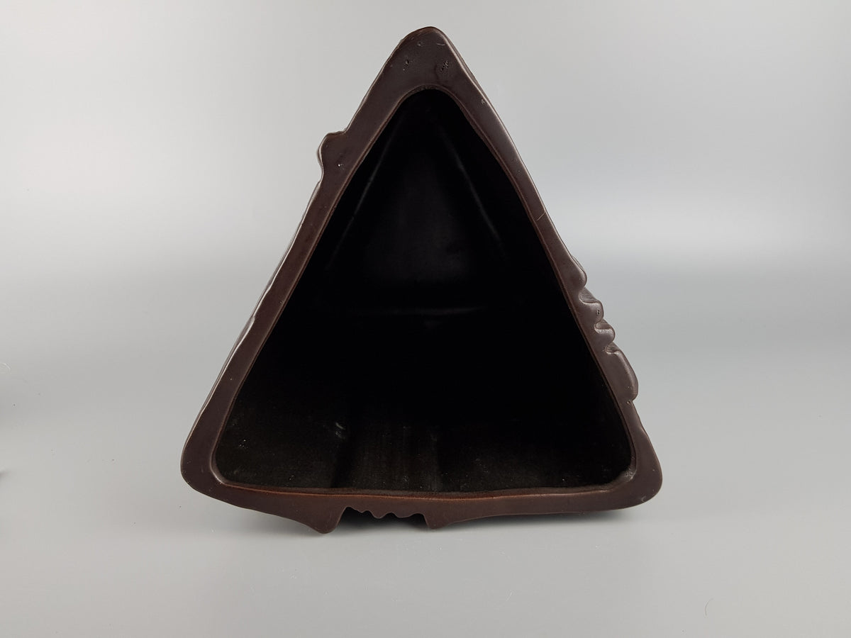 Vintage SCHÄFFENACKER Studio Art Pottery Brown Triangular Fat Lava Era Vase 76/1 West German Pottery 1960s
