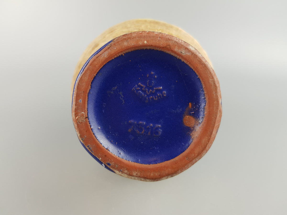 Vintage KARLSRUHER MAJOLIKA Handled Blue Vase 7316 by Fridegart Glatzle 1950 - 1960s