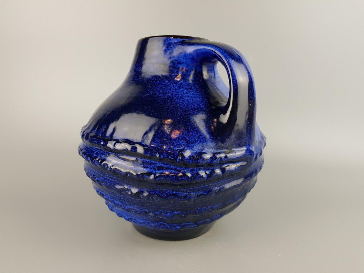 Vintage CARSTENS TÖNNIESHOF Handled Blue Vase 3002 20 West German Pottery