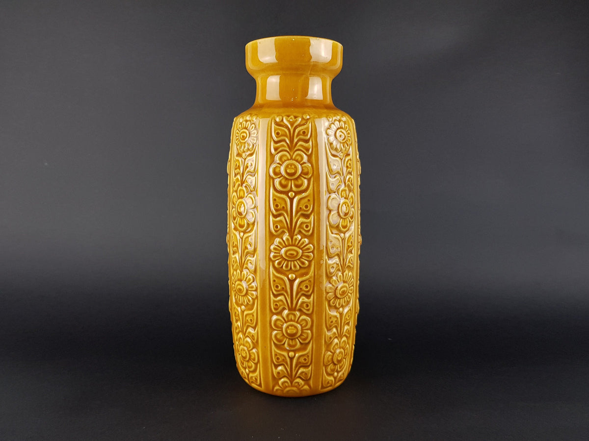 Vintage SCHEURICH KERAMIK Yellow Vase with NIZZA decor 280 30 West German Pottery 1970s
