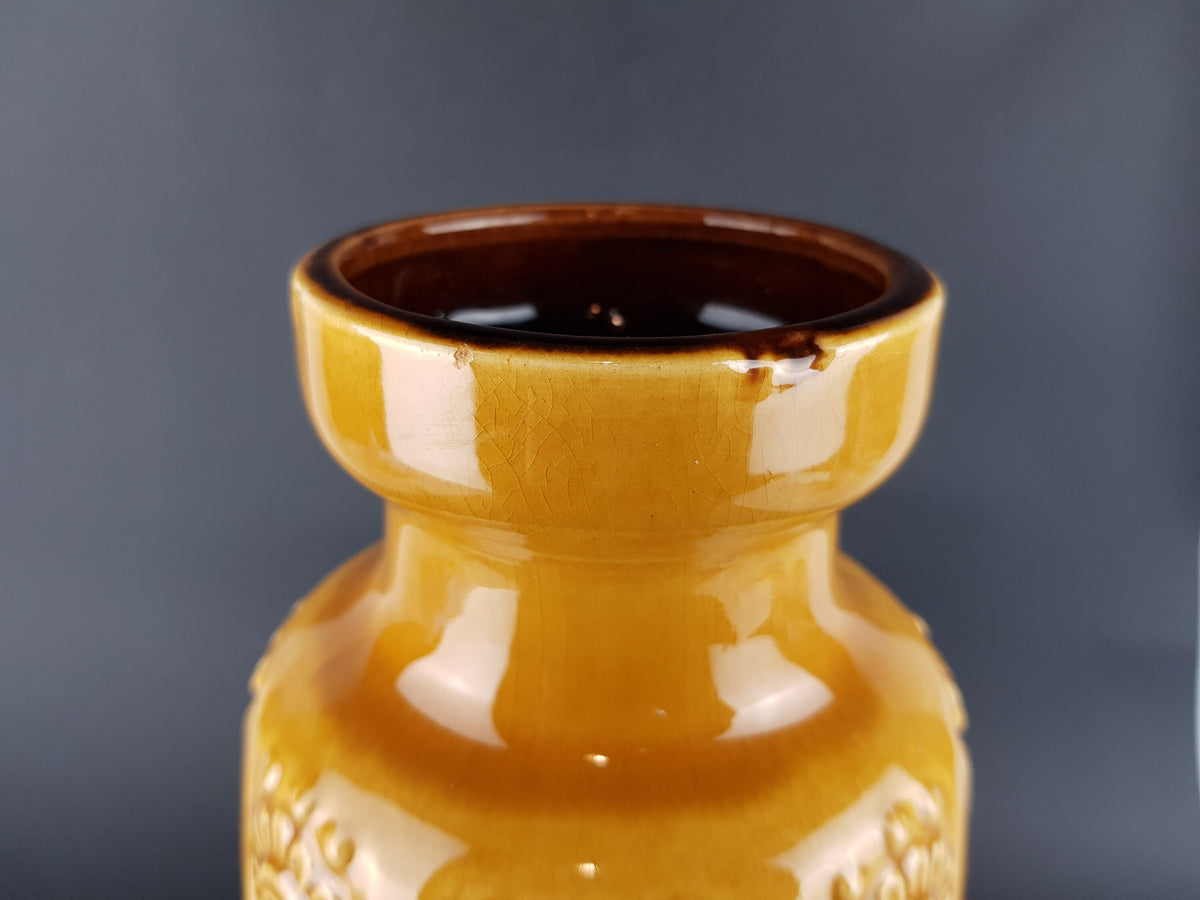 Vintage SCHEURICH KERAMIK Yellow Vase with NIZZA decor 280 30 West German Pottery 1970s