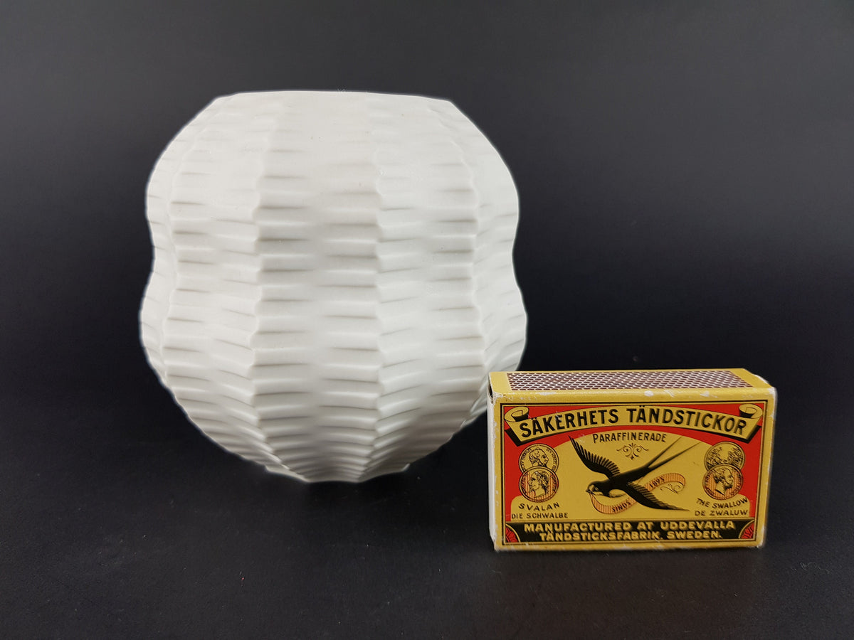 Vintage Geometric HUTSCHENREUTHER Op Art Biscuit Porcelain Vase by H. Fuchs, 1960s