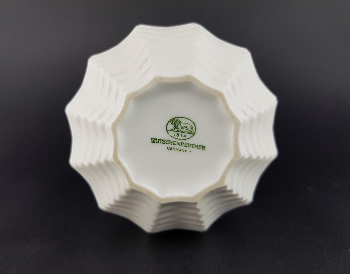 Vintage Geometric HUTSCHENREUTHER Op Art Biscuit Porcelain Vase by H. Fuchs, 1960s