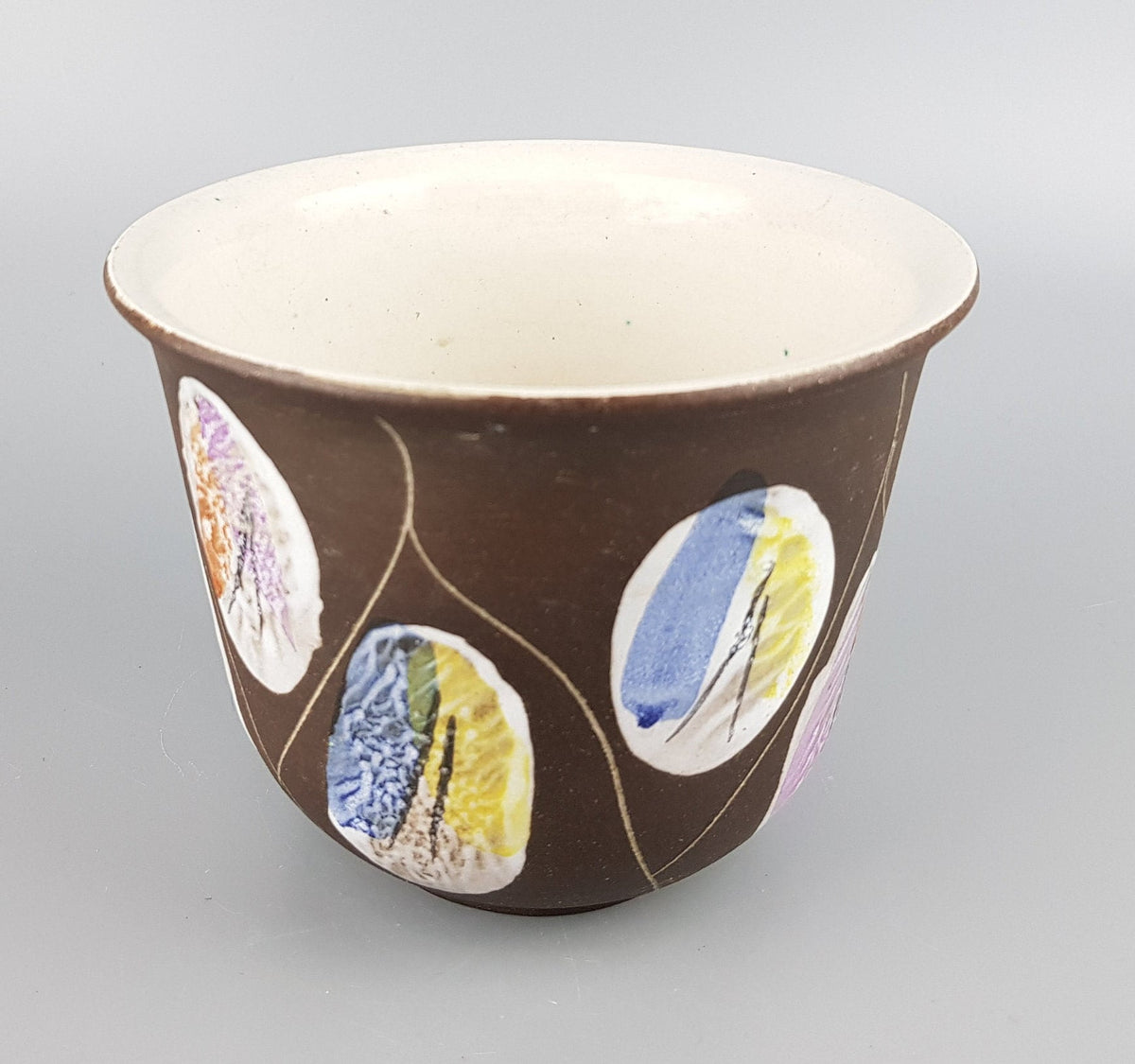 Vintage BAY KERAMIK Planter Flower Cache Pot with Kongo Decor 161-15 West German Pottery 1959s