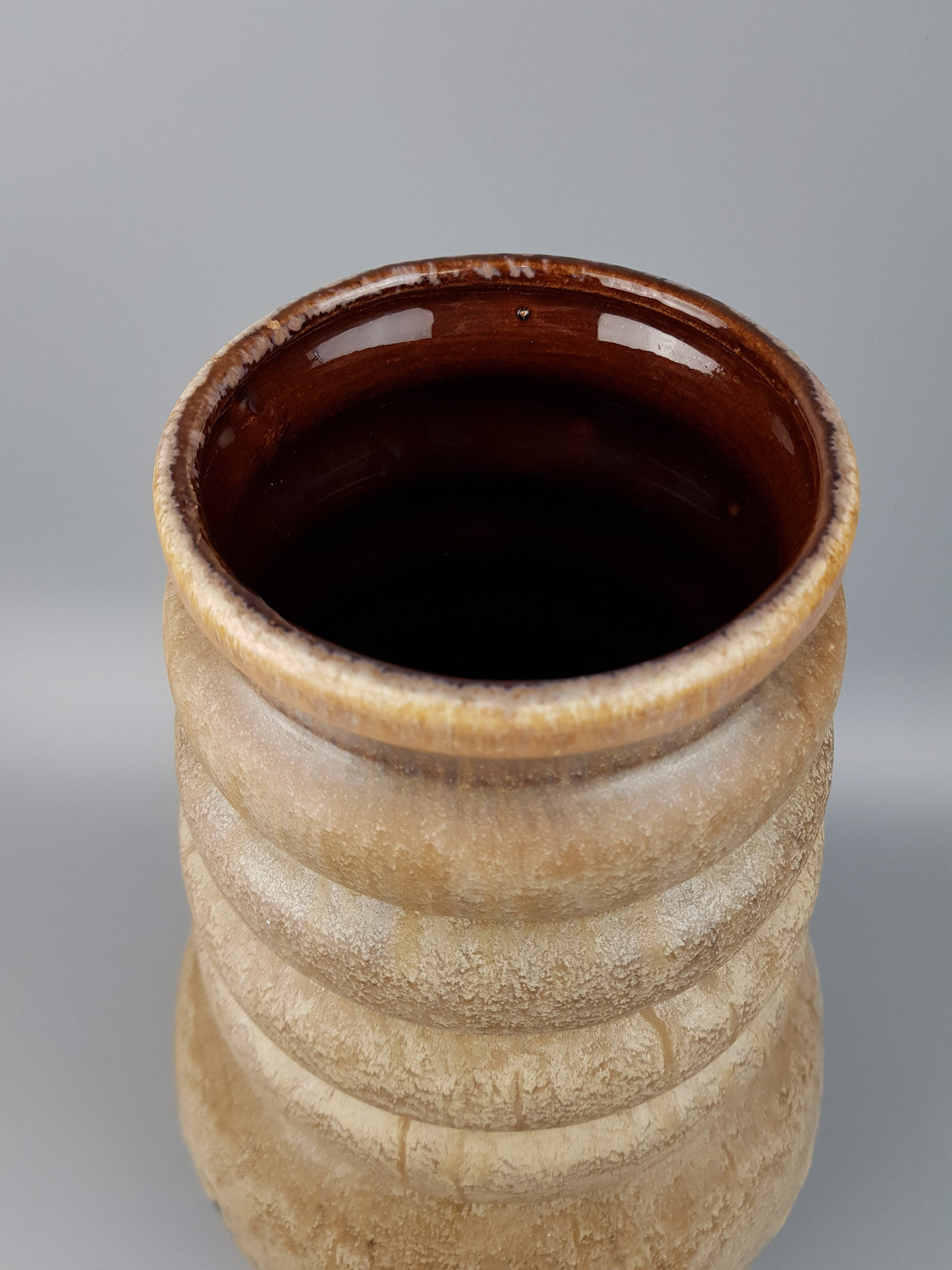 Vintage SCHEURICH KERAMIK Beige and Brown with Drip Glaze Vase 269 40 West German Pottery 1970s