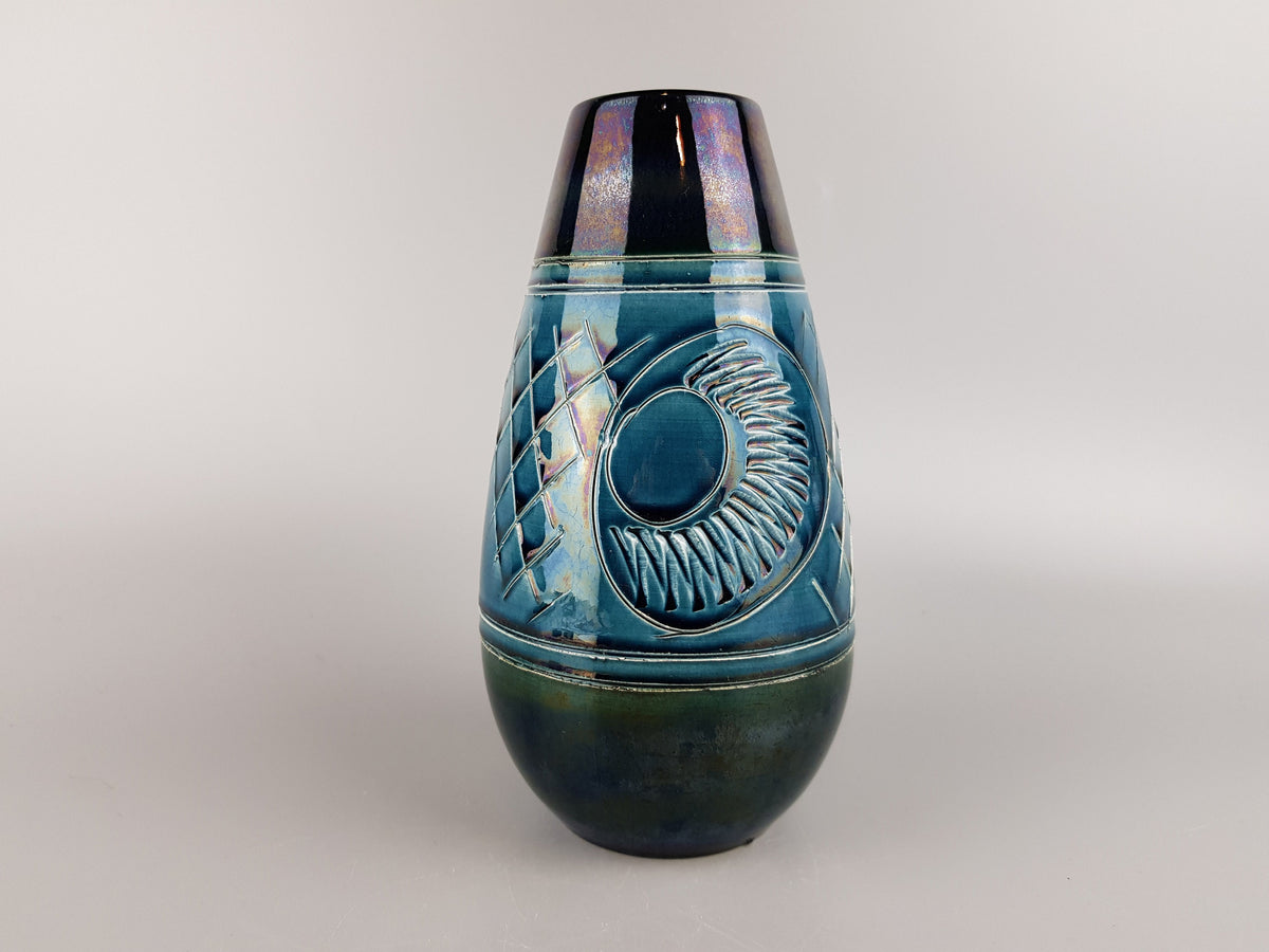 Vintage UBELACKER (U-KERAMIK) Blue Vase 455 20 West German Pottery 1960s