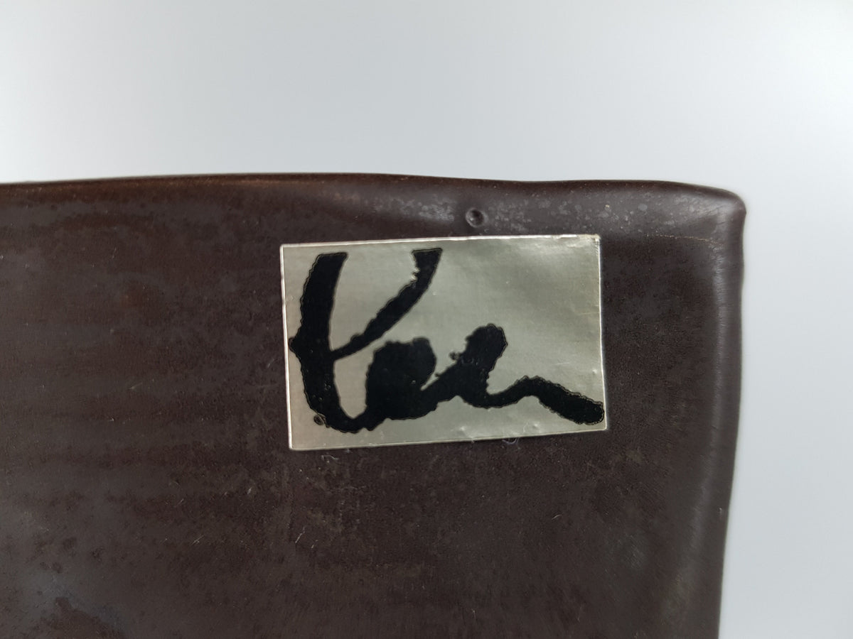 Vintage SCHÄFFENACKER Studio Art Pottery Brown Triangular Fat Lava Era Vase 76/1 West German Pottery 1960s