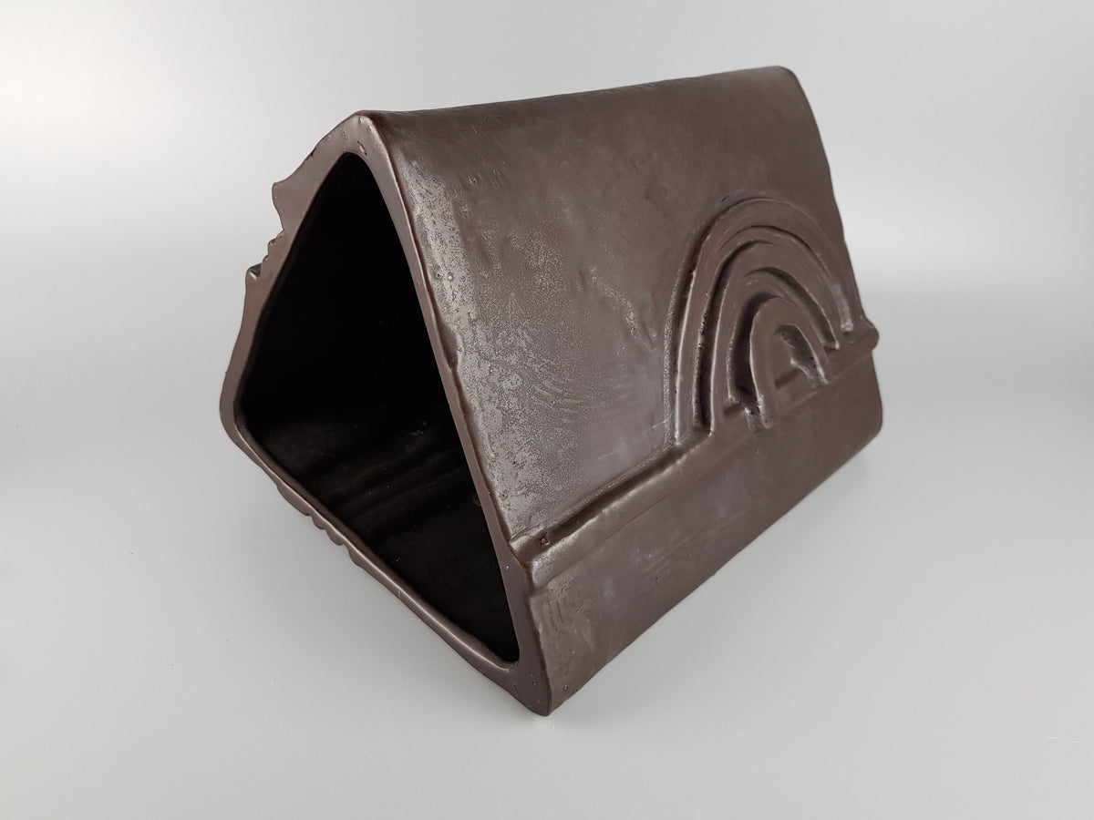 Vintage SCHÄFFENACKER Studio Art Pottery Brown Triangular Fat Lava Era Vase 76/1 West German Pottery 1960s