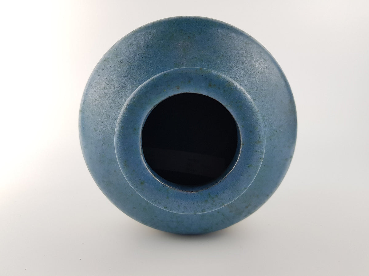 Vintage KARL JUTTNER Blue Studio Art Pottery Vase East German Pottery 1960's