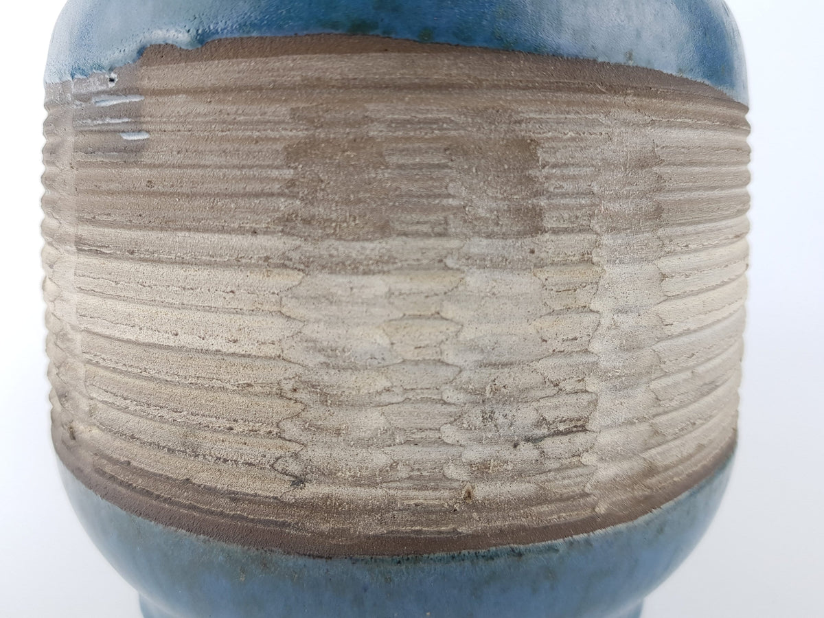 Vintage KARL JUTTNER Blue Studio Art Pottery Vase East German Pottery 1960's