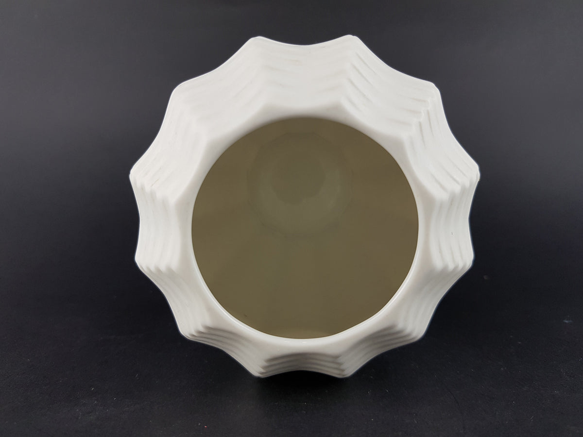 Vintage Geometric HUTSCHENREUTHER Op Art Biscuit Porcelain Vase by H. Fuchs, 1960s