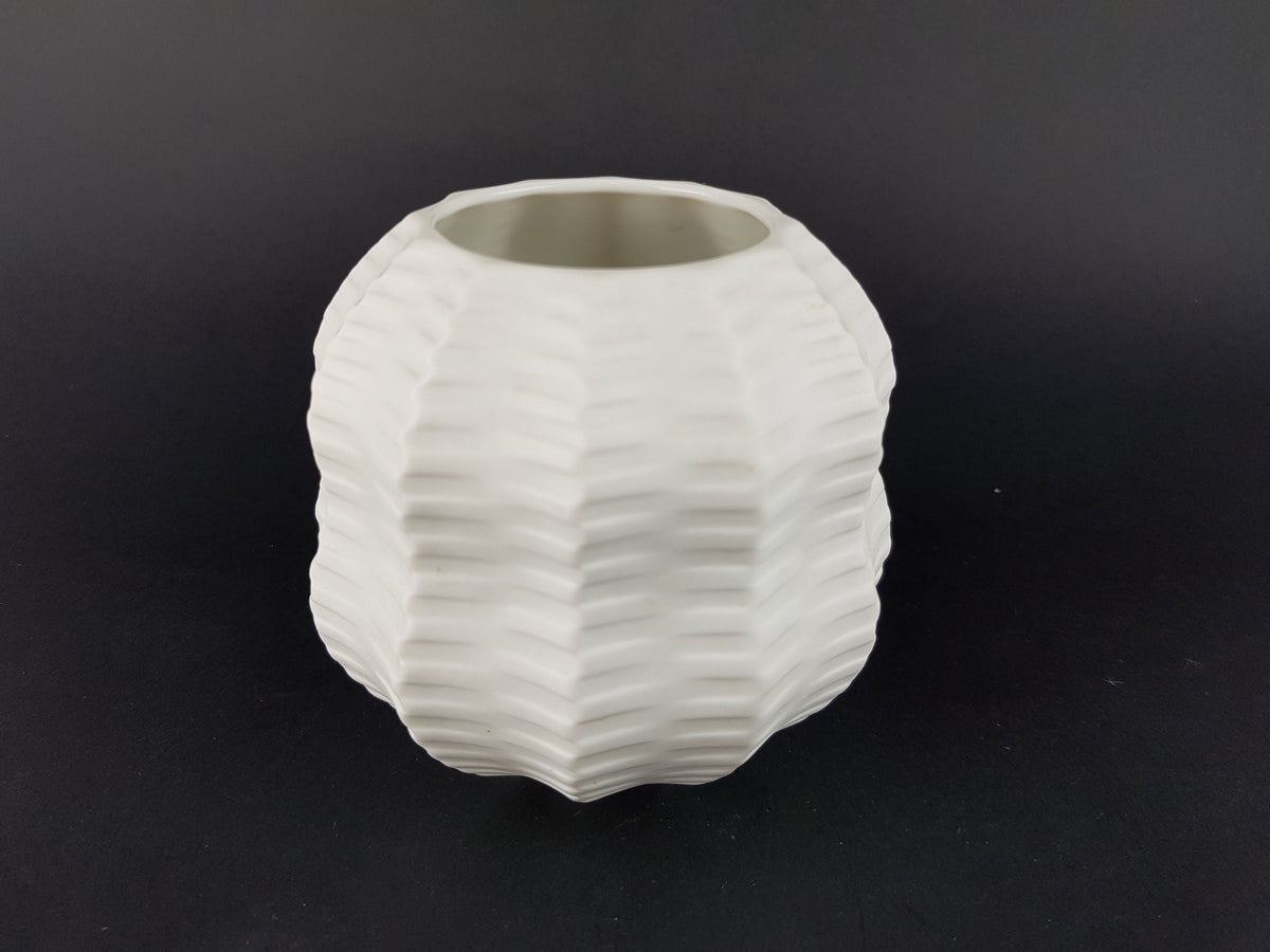Vintage Geometric HUTSCHENREUTHER Op Art Biscuit Porcelain Vase by H. Fuchs, 1960s