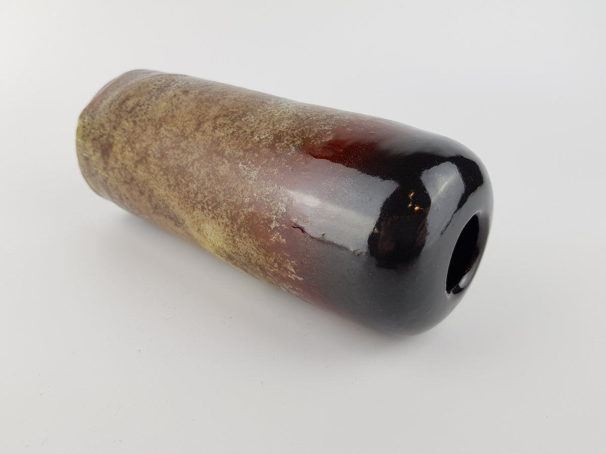 Vintage ELMER KUBICEK Studio Art Pottery Stylish Brown Vase West Germany 1960s