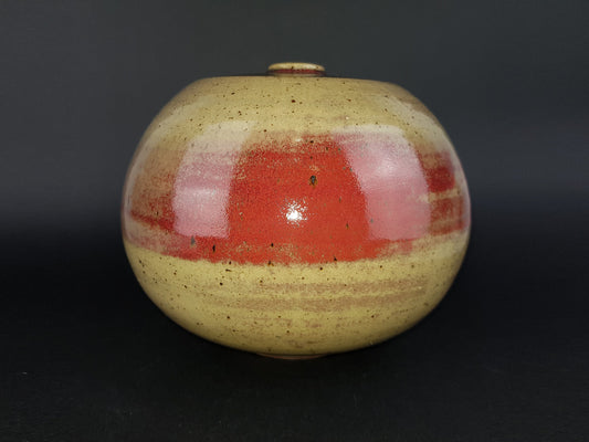 Vintage STUDIO ART POTTERY Brown And Red Glossy Ceramic Vase Danish? Germany?