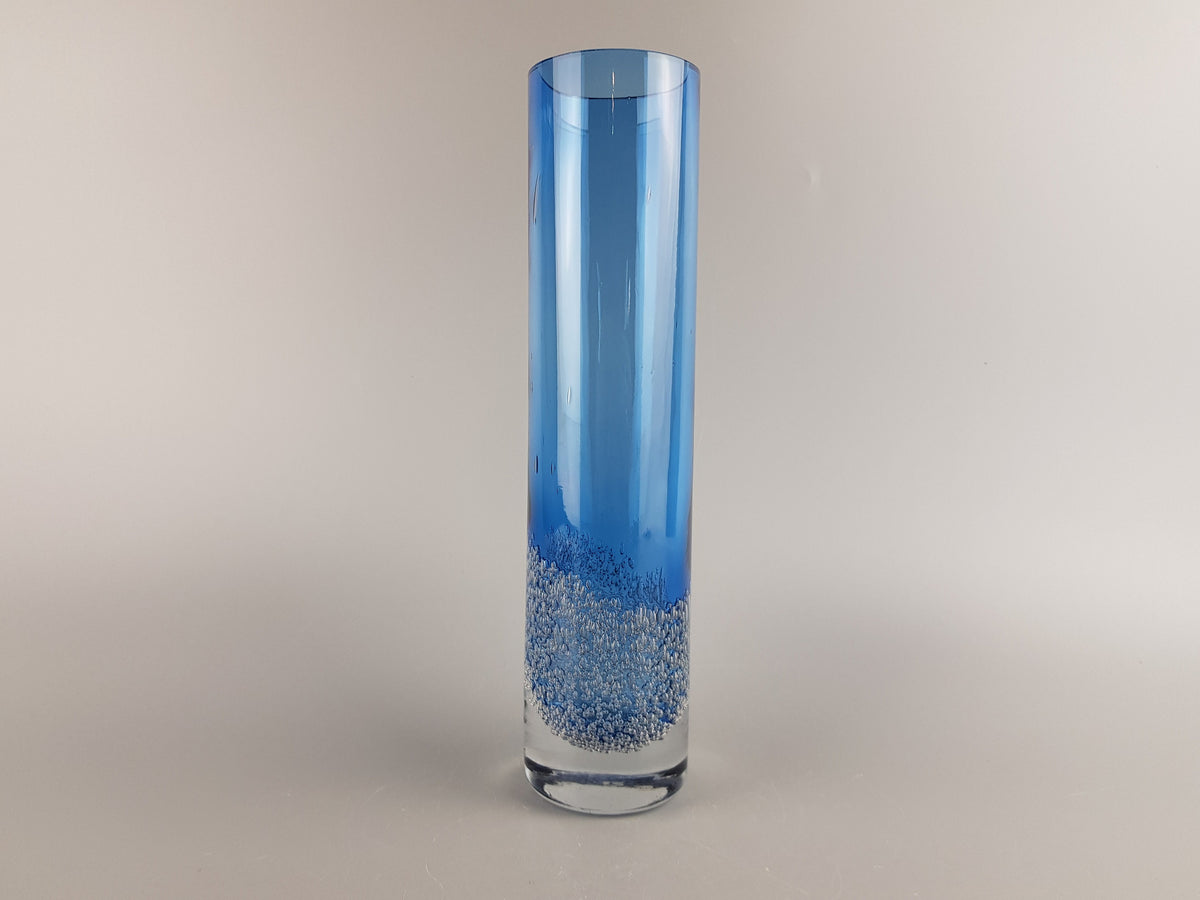 Vintage GRAL GLASWERKE DURNAU Blue Vase with Bulbs West Germany 1960s