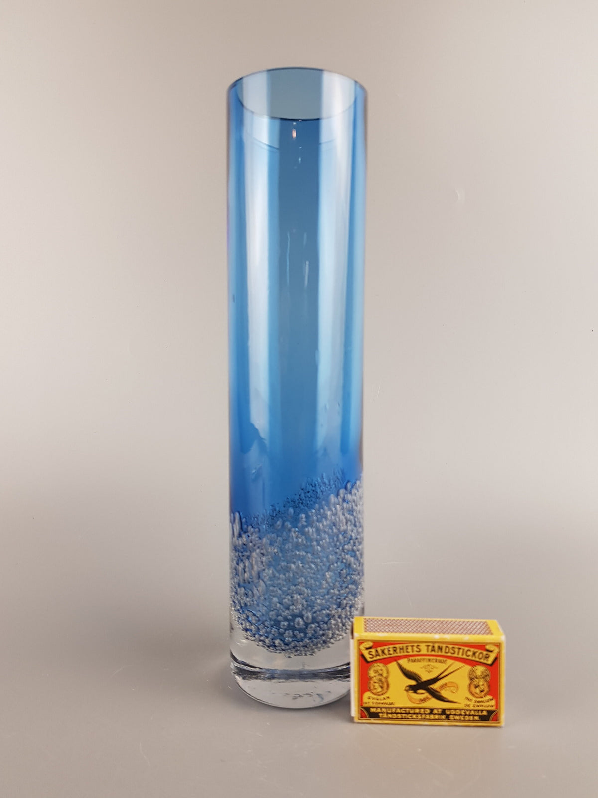 Vintage GRAL GLASWERKE DURNAU Blue Vase with Bulbs West Germany 1960s