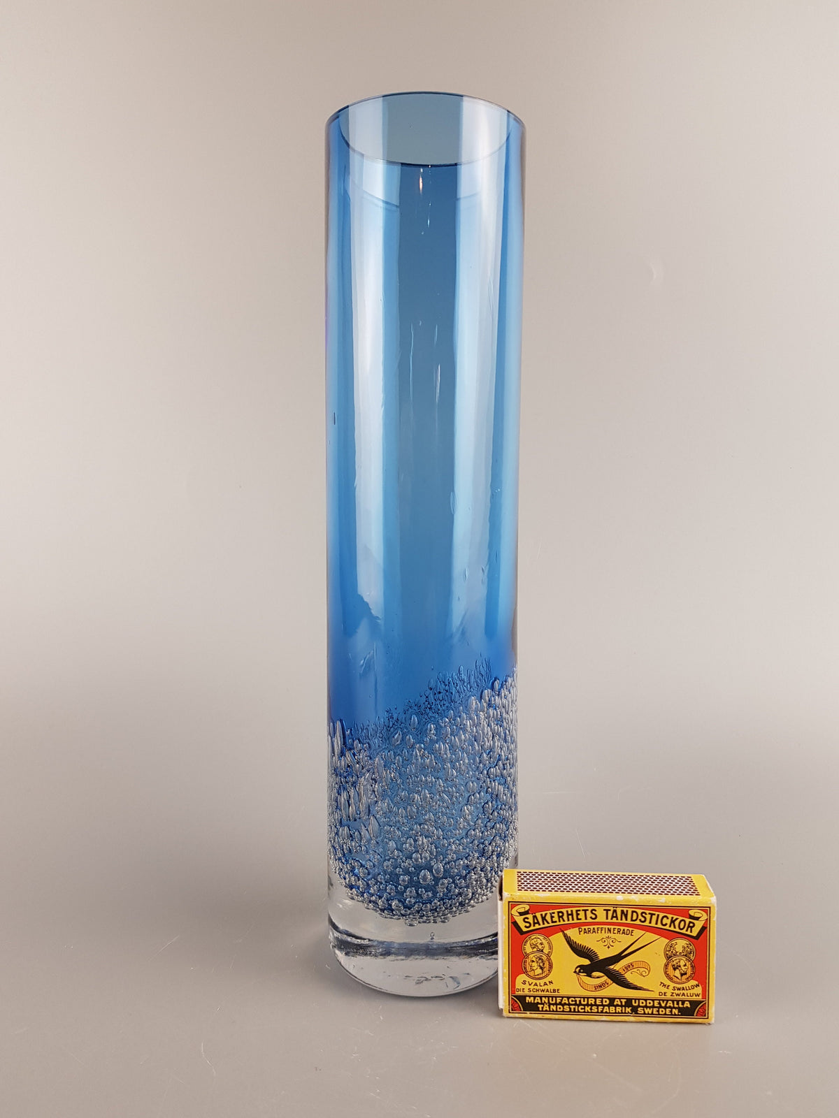 Vintage GRAL GLASWERKE DURNAU Blue Vase with Bulbs West Germany 1960s