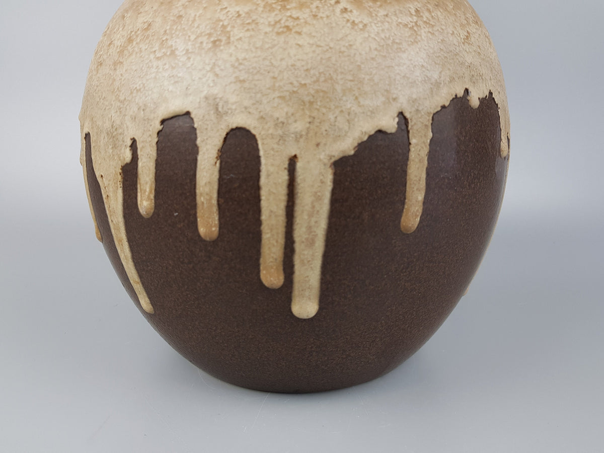Vintage SCHEURICH KERAMIK Beige and Brown with Drip Glaze Vase 269 40 West German Pottery 1970s