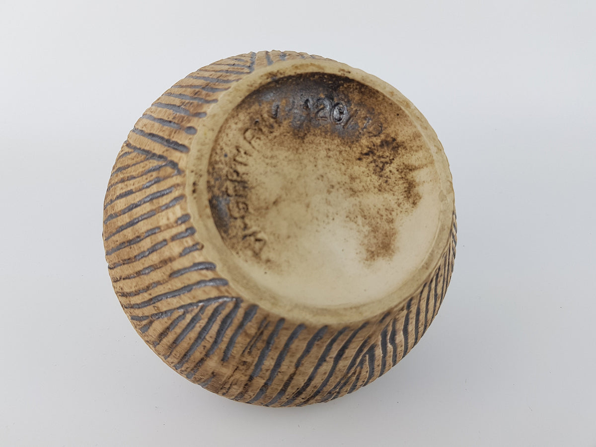 Vintage JASBA Rustic Brown Vase - "Minos" Décor (1964) - West German Pottery