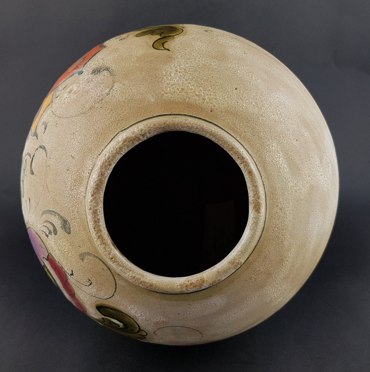 Vintage Italian Hand Painted Vase by ELIO SCHIAVON and Gunter Erhart for SKK Ceramic Studio 1960's