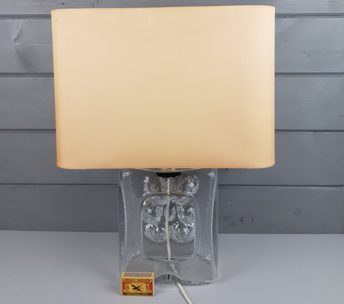 Exceptional Vintage PEILL AND PUTZLER Clear and Frosted Glass Table Lamp Flower Decor by Horst Tüselmann from Germany 1960-70's