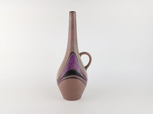 Vintage RUSCHA KERAMIK Pink Purple Handled Vase by Kurt Tschörner 339 West German Pottery 1970s