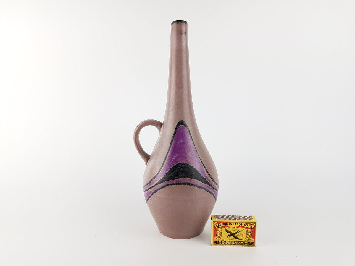 Vintage RUSCHA KERAMIK Pink Purple Handled Vase by Kurt Tschörner 339 West German Pottery 1970s