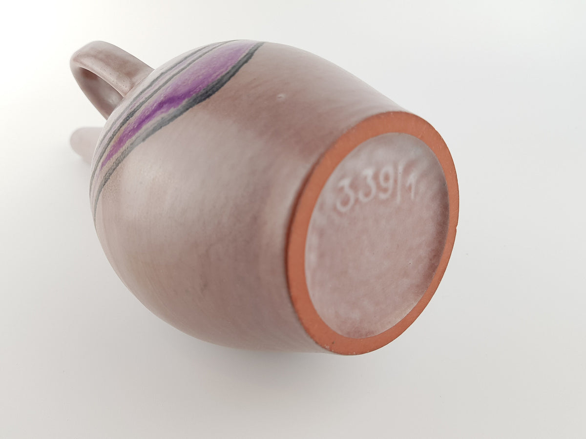 Vintage RUSCHA KERAMIK Pink Purple Handled Vase by Kurt Tschörner 339 West German Pottery 1970s