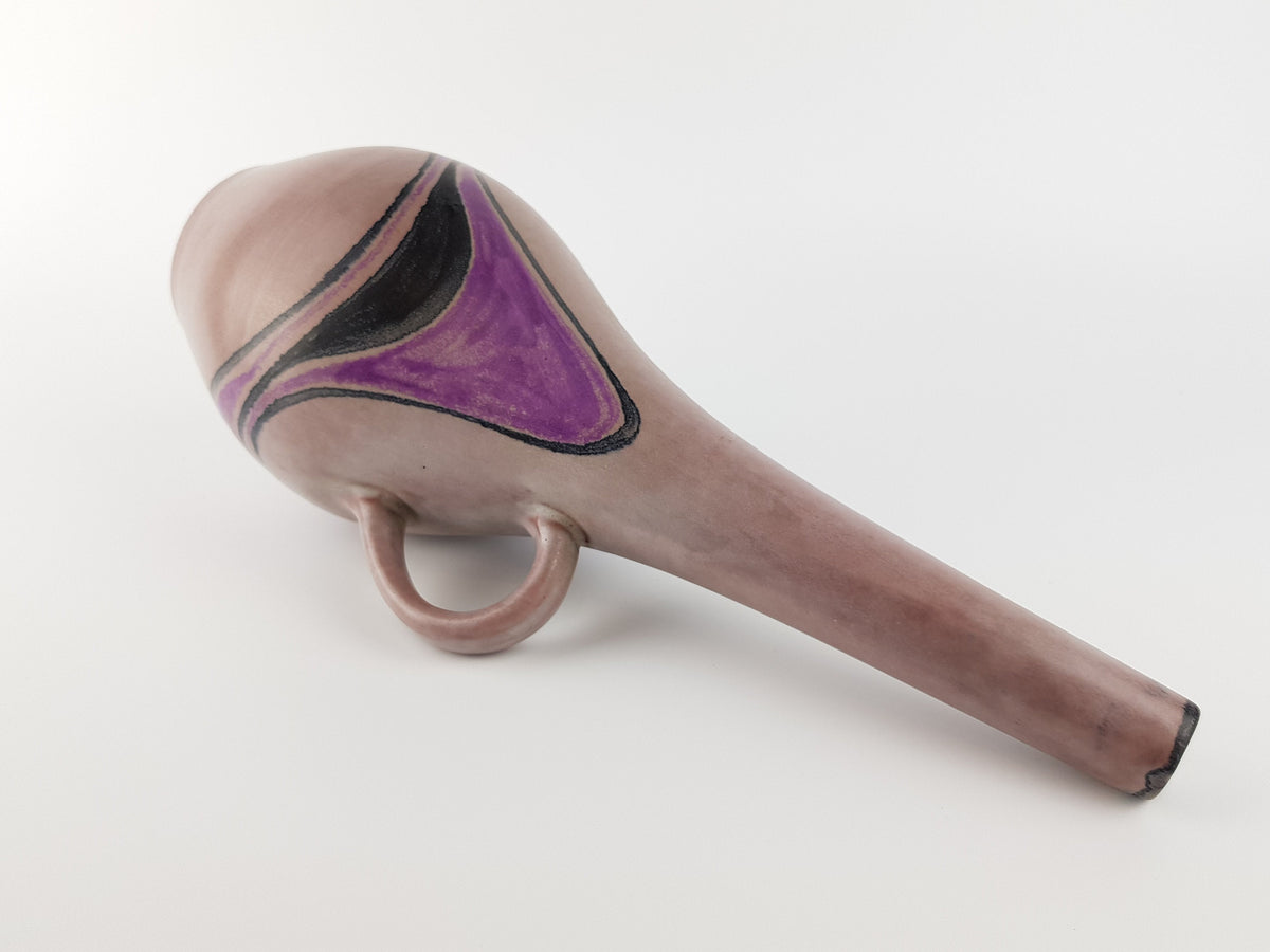 Vintage RUSCHA KERAMIK Pink Purple Handled Vase by Kurt Tschörner 339 West German Pottery 1970s