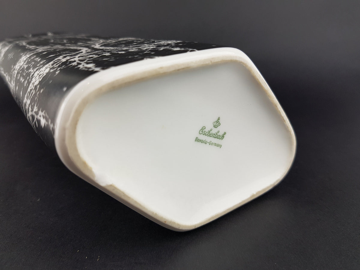 Vintage ESCHENBACH PORZELLAN Black and White Porcelain Vase from Bavaria Germany 1960s
