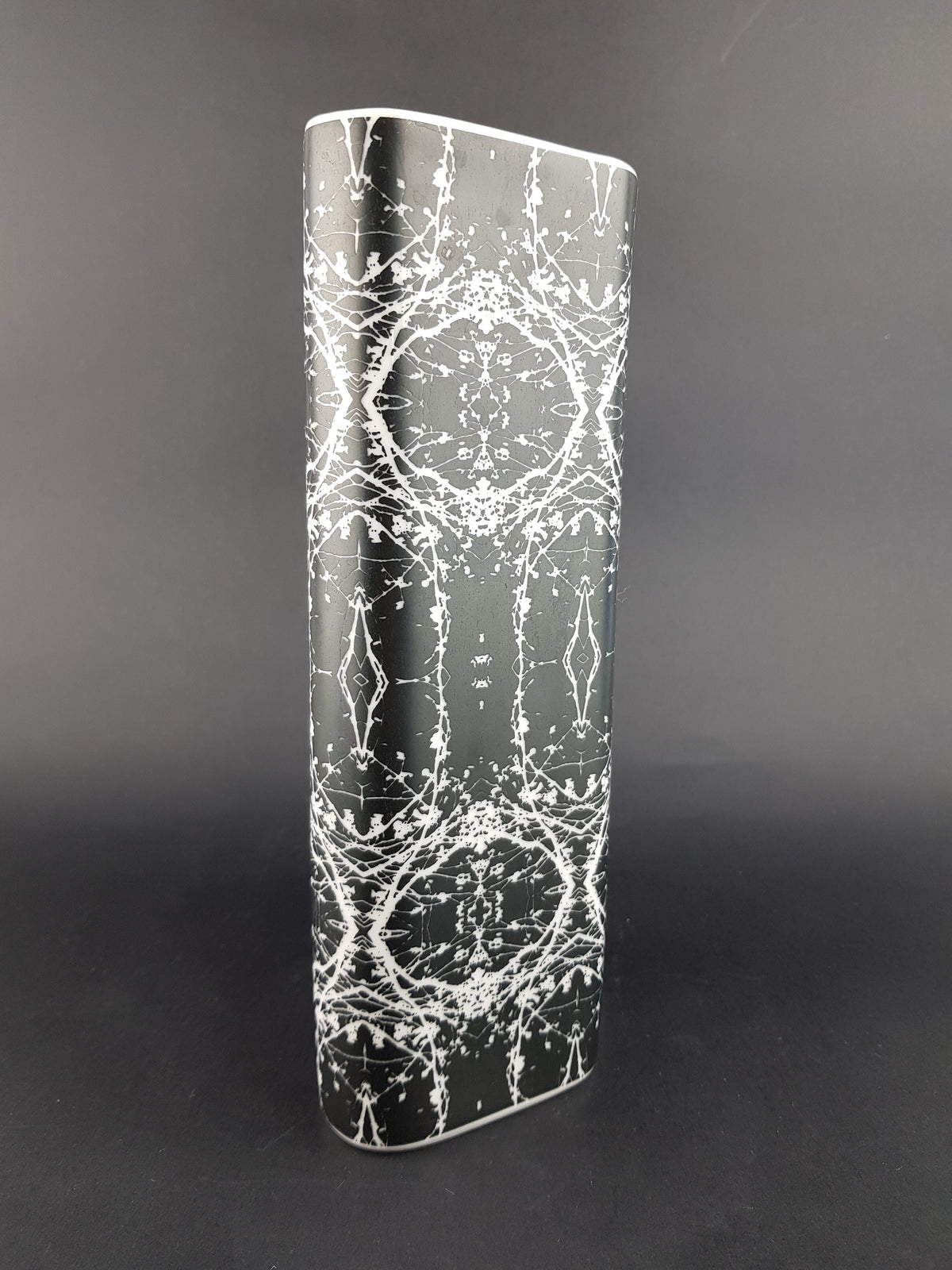Vintage ESCHENBACH PORZELLAN Black and White Porcelain Vase from Bavaria Germany 1960s