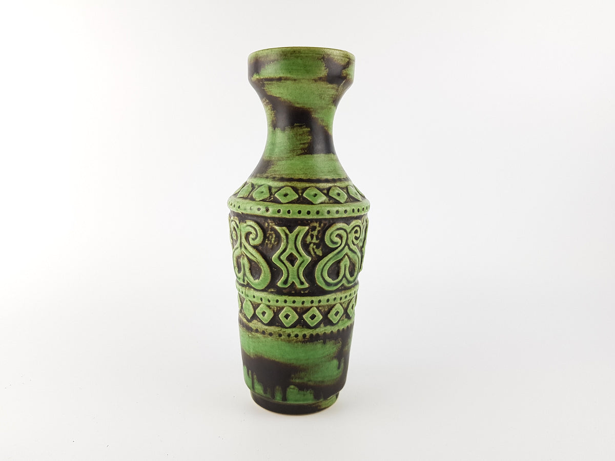 Vintage ILKRA EDEL KERAMIK Green Vase 1040 23 West German Pottery 1960-70s