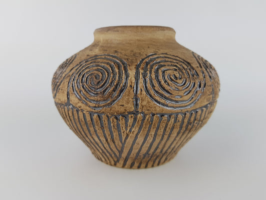 Vintage JASBA Rustic Brown Vase - "Minos" Décor (1964) - West German Pottery