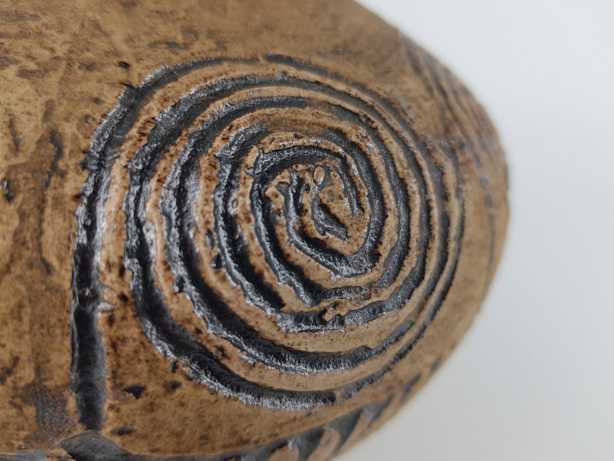 Vintage JASBA Rustic Brown Vase - "Minos" Décor (1964) - West German Pottery