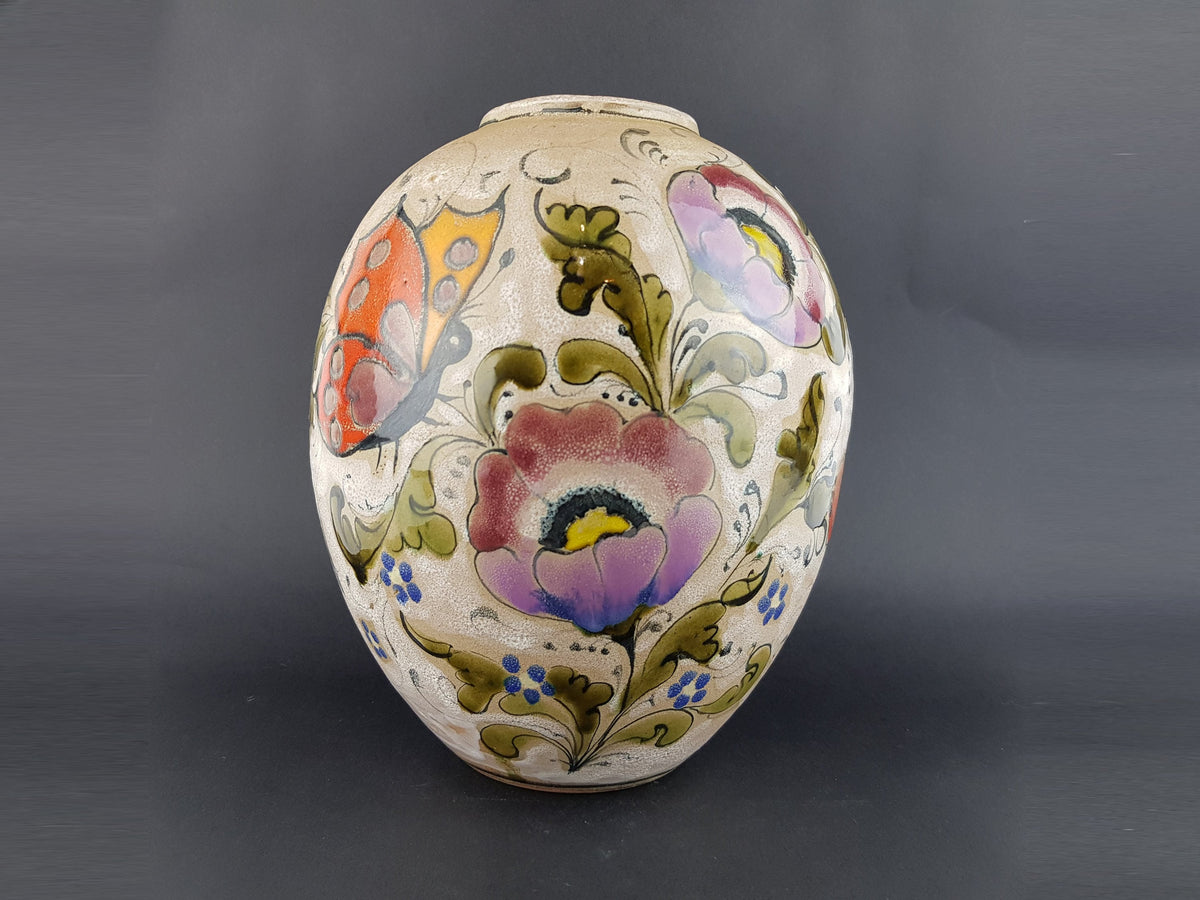 Vintage Italian Hand Painted Vase by ELIO SCHIAVON and Gunter Erhart for SKK Ceramic Studio 1960's