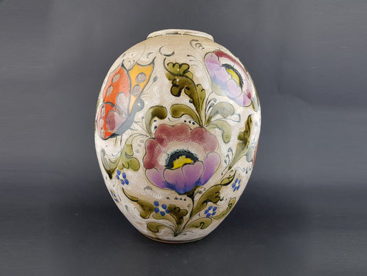 Vintage Italian Hand Painted Vase by ELIO SCHIAVON and Gunter Erhart for SKK Ceramic Studio 1960's