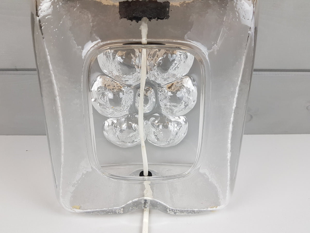 Exceptional Vintage PEILL AND PUTZLER Clear and Frosted Glass Table Lamp Flower Decor by Horst Tüselmann from Germany 1960-70's