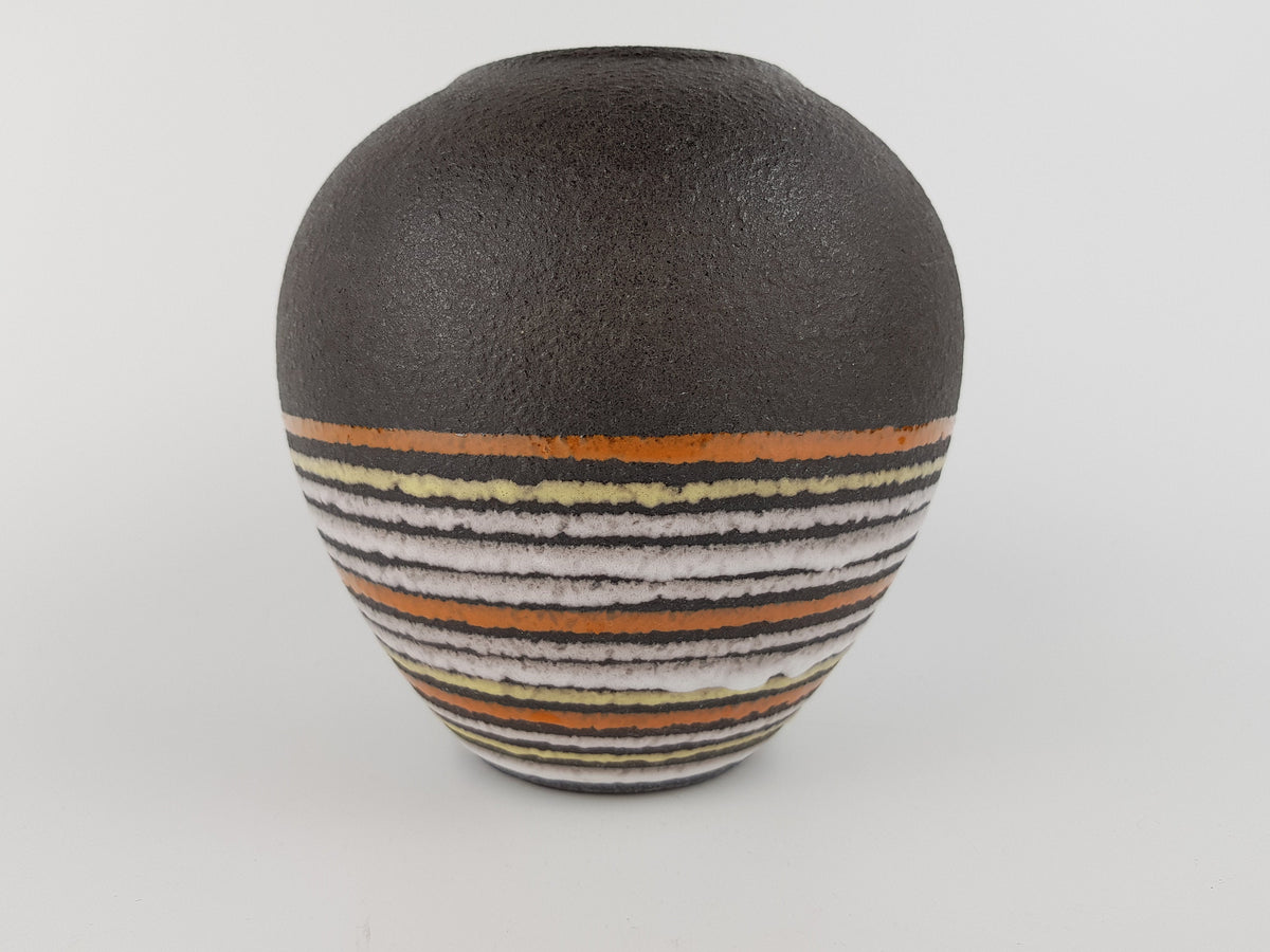 Vintage WAECHTERSBACH KERAMIK Brown Vase with Stripes Decor 037/2 West German Pottery 1970s