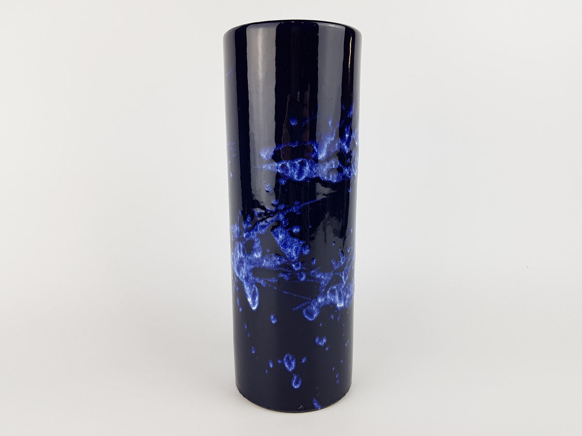 Vintage MAREI KERAMIK Blue Fat Lava Era Vase With Grönland Decor 1970s