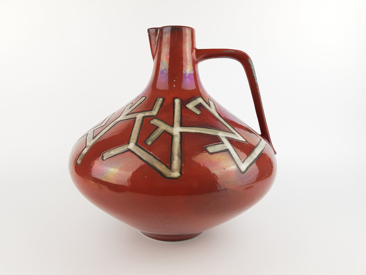 Vintage CERAMANO Handled Vase 201 with Honan decor West German Pottery 1960s
