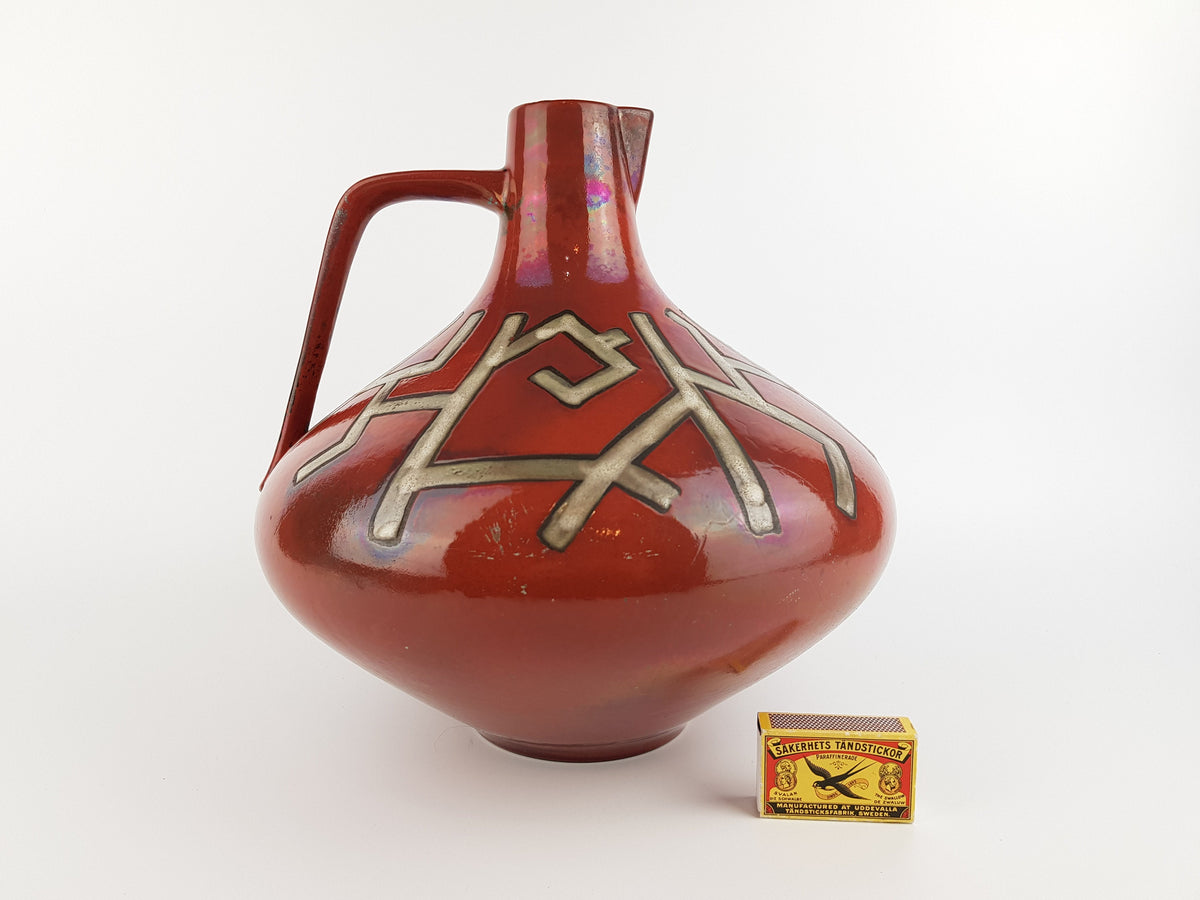 Vintage CERAMANO Handled Vase 201 with Honan decor West German Pottery 1960s