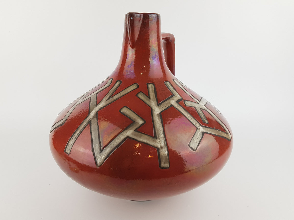 Vintage CERAMANO Handled Vase 201 with Honan decor West German Pottery 1960s
