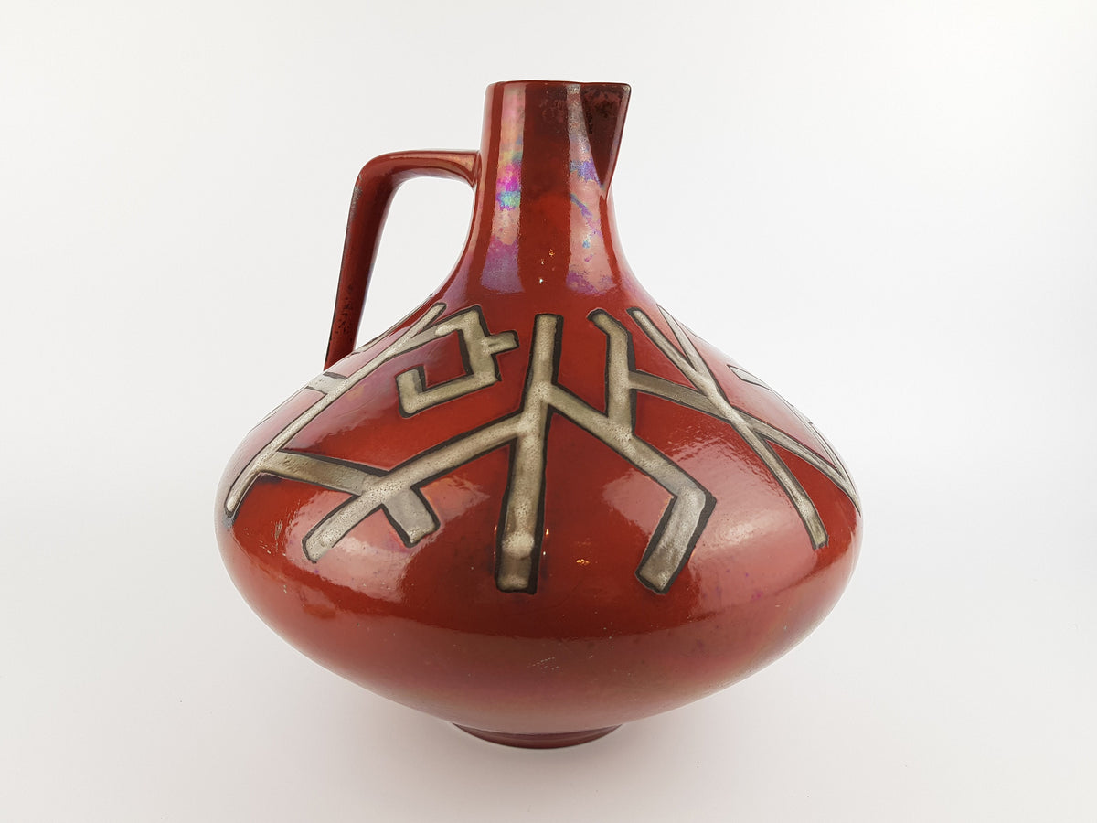 Vintage CERAMANO Handled Vase 201 with Honan decor West German Pottery 1960s