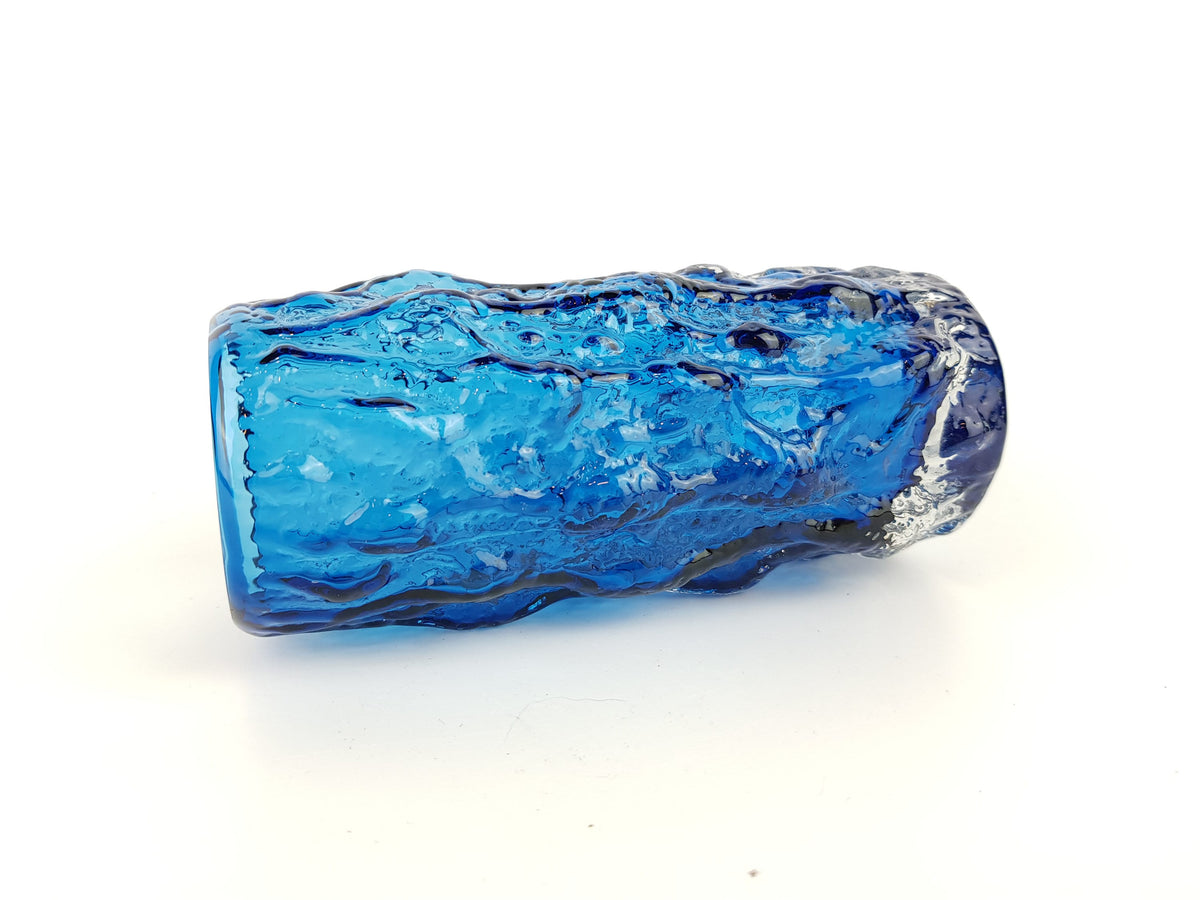 Vintage BLUE GLASS Vase, Inspired bij Whitefriars kingfisher by Geoffrey Baxter