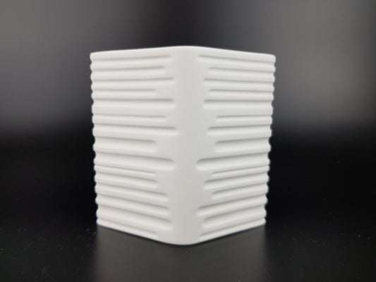 Vintage HEINRICH BAVARIA White Porcelain Rhombic Shaped Vase 1892 West German Pottery 1960s 1970s