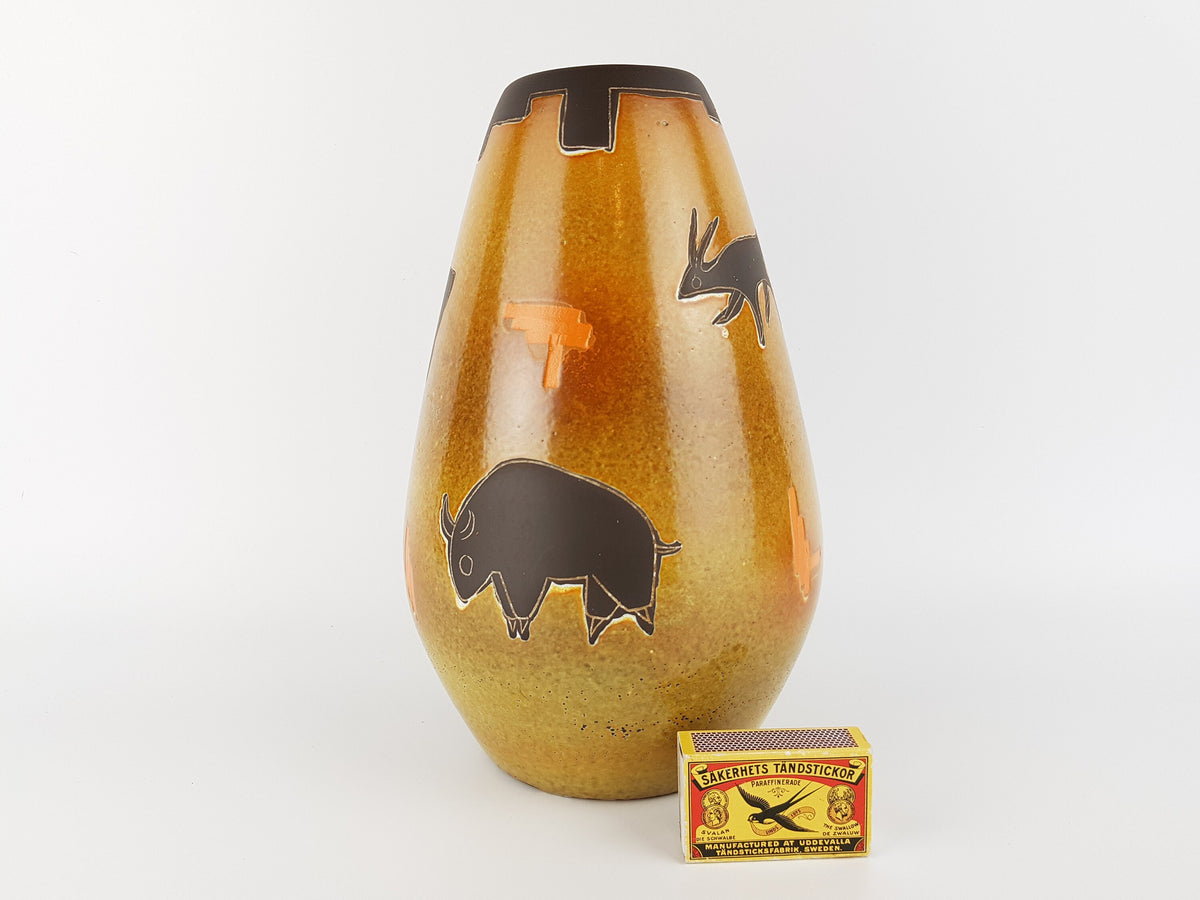 Vintage MAREI Keramik Vase with "Altamira" Decor 2002 24 West German Pottery 1960s