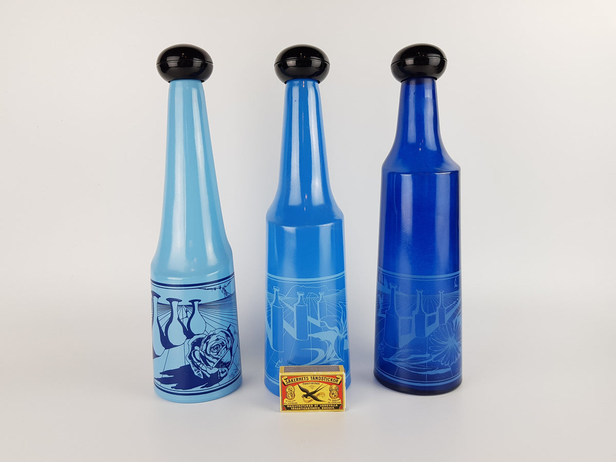 Vintage ROSSO ANTICO Set of 3 Bottles Surrealist Design Italian and Spanish Art 1970s by Salvador Dali