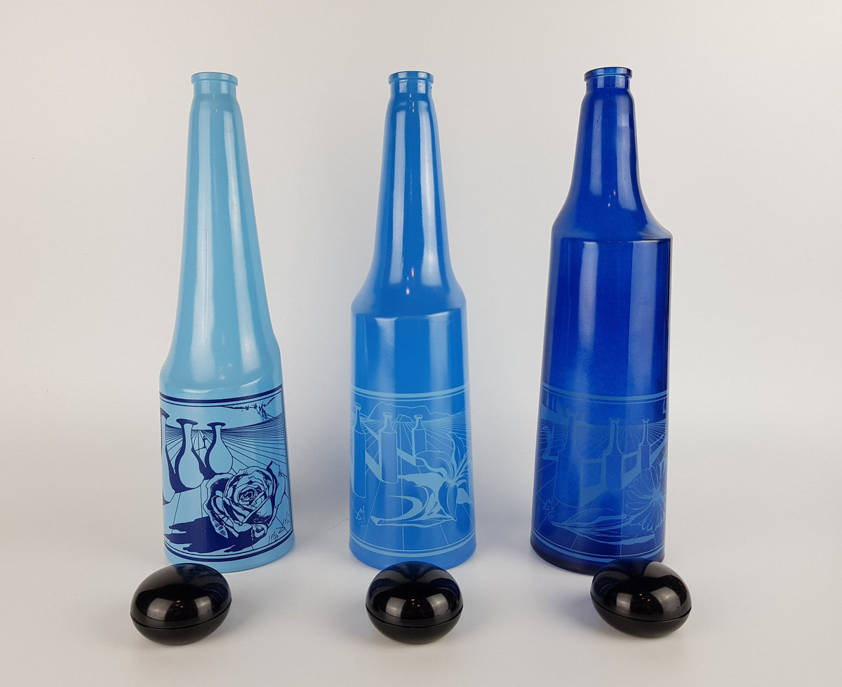 Vintage ROSSO ANTICO Set of 3 Bottles Surrealist Design Italian and Spanish Art 1970s by Salvador Dali